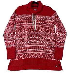 Eddie Bauer Fair Isle/Nordic Cowl Neck Wool Blend Cabincore Winter Sweater -T/ L